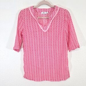 Vineyard Vines Girls Bright Pink/Pale Pink Elbow Sleeve Tunic Lace Trim, size 14